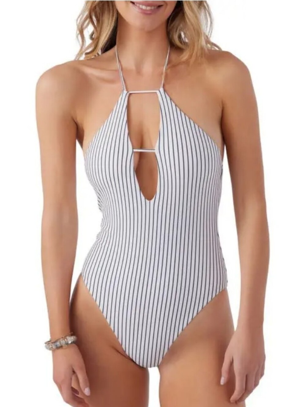 O'neill Blue & White Striped One Piece Swimsuit NWT Size Small